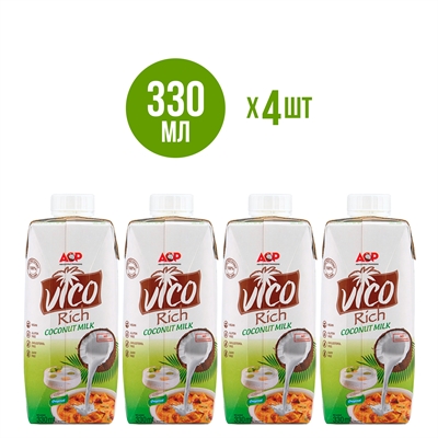 Кокосовое молоко ACP Vico Rich, 0.33 л *4 шт